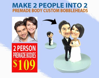 Wedding Cake Topper Bobblehead | Bridal Couple Bobblehead | Custom Gifts | Cake Custom Topper | 7 inch premade body