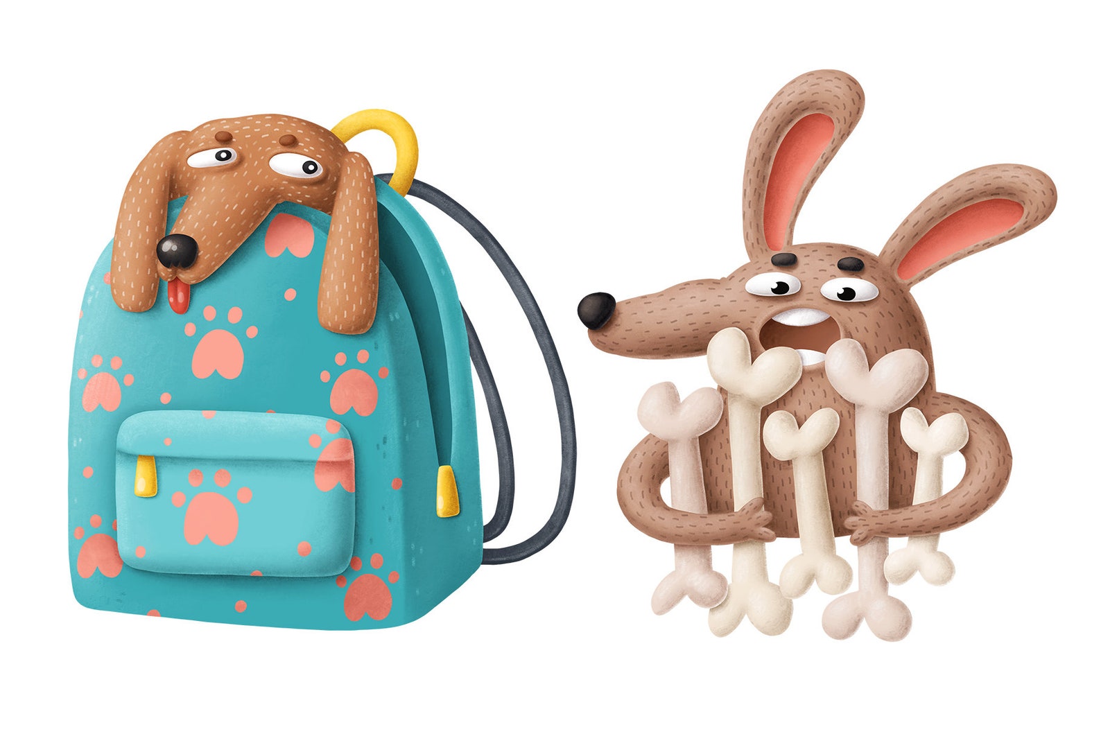 Funny Dog Characters Clipart Digital Download Digital Etsy