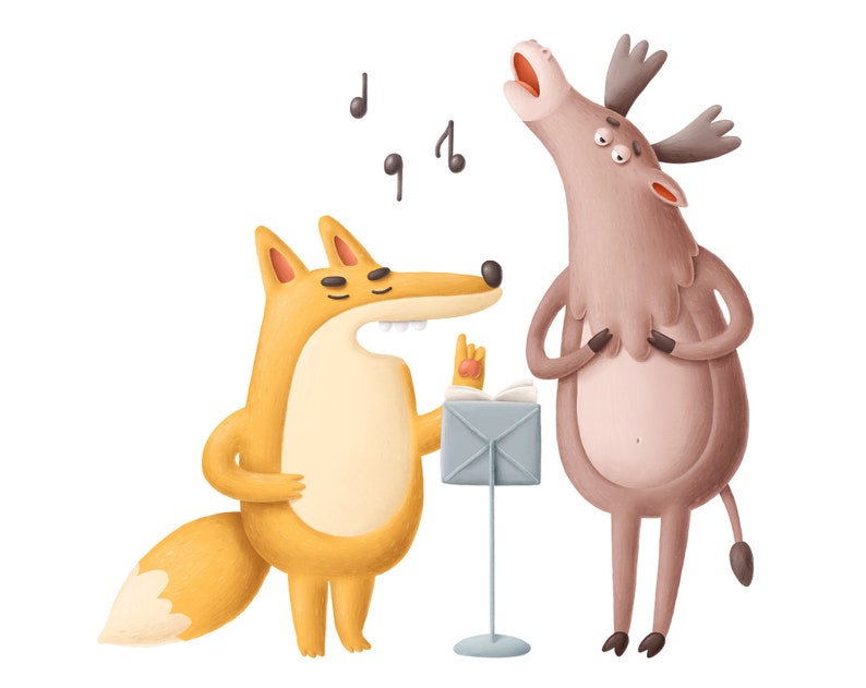 Singing animals clipart collection PNG forest animals | Etsy