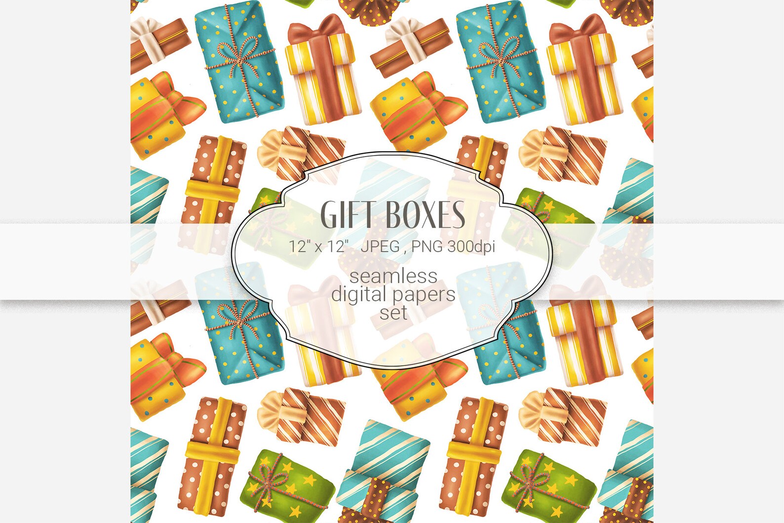 Gift Boxes Digital Papers Digital Download Seamless Digital - Etsy