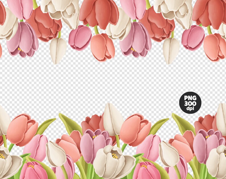 Tulip frames and borders red tulip decoration clipart flower Etsy