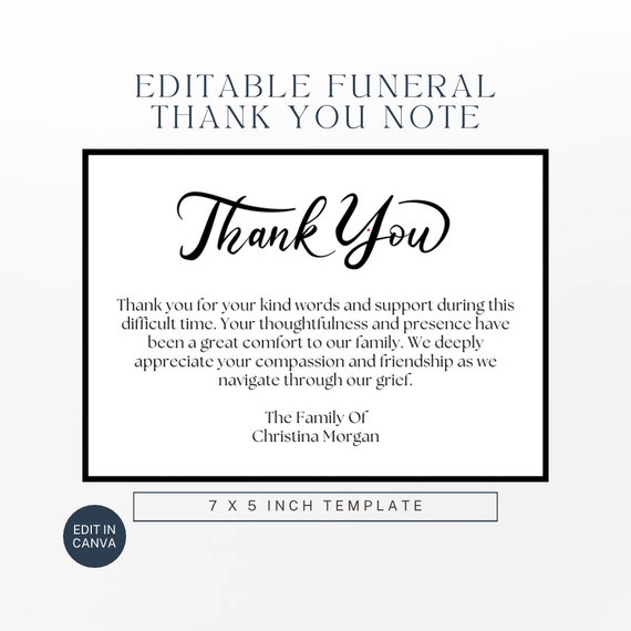 Funeral Thank You Card Template: Simple Bereavement Acknowledgment