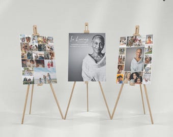 Plantilla elegante para póster conmemorativo: Collage de fotos para celebrar la vida (descarga digital)