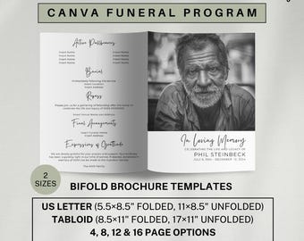 Plantilla para programa funerario: Folleto plegable minimalista de Canva (descarga digital)