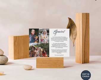 Plantilla de tarjeta de agradecimiento para funeral (Canva Edit, 5x7, 3 fotos)