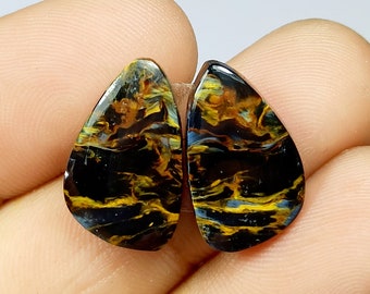 Beautiful Pietersite Pair Cabochon / Natural Pietersite Pair Loose Semi Precious Gemstone / Pear Shape / 16x10x3MM / For Making Jewelry