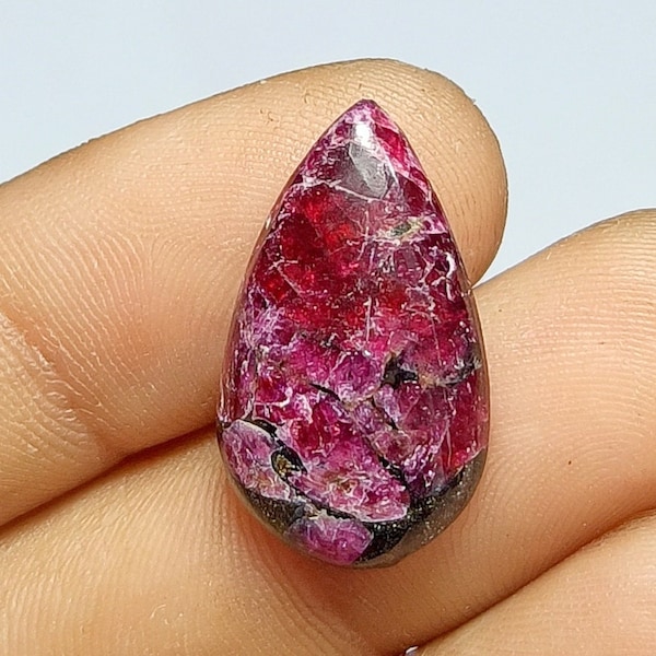 Top Grade Eudialyte Cabochon / Edulite Cabochon Gemstone / Pear Shape Cabochon / Polished Cabochon / 23x13x5mm  / 11Ct