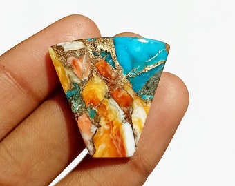 Natural Orange Copper Turquoise Gemstone 35x25x6.5 mm 1 Pcs Orange Mohave Cabochon Turquoise Jewelry Making Cabochon- OT276 Oval Shape