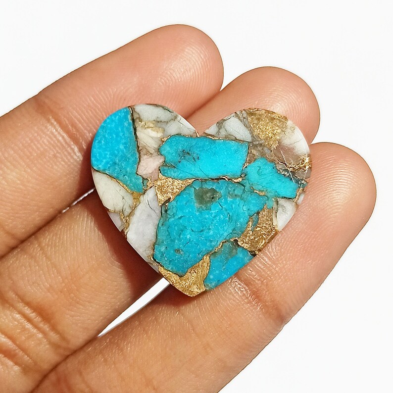 Use For Healing Power Pink Turquoise 19.5 Ct Handmade Cabochon Beautiful Heart Shape Pink Opal Turquoise 23x26x4 Size Healing Gemstone