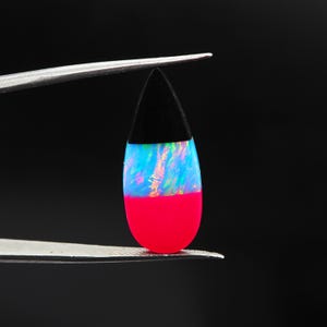 Bello Opal Geometric Cabochon – Synthetic Inlay Gemstone for Jewelry | Ceramic Style Lab Opal with Vivid Play of Color Opal Cab 26x11x3mm