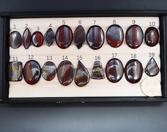 Polished Tiger Iron Gemstone Cabochon | Unique Red Brown Black Stone | Protective Energy Crystal
