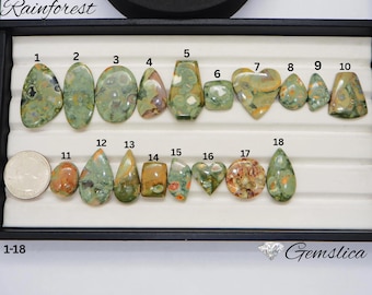 Rainforest Rhyolite Jasper Cabochon: Artisan Pendant Stone