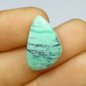 Black Bridge Variscite Cabochon: Green Gemstone for Wire Wrapping, Lapidary (22x13x4MM