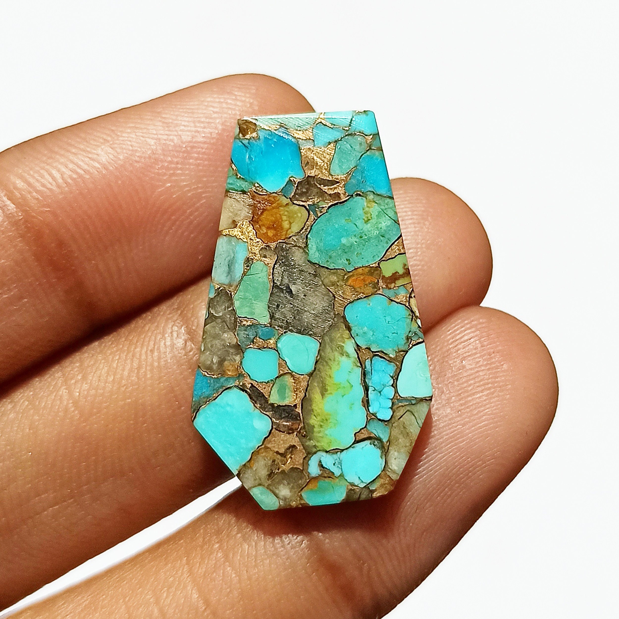 Blaue Kupfer Türkis Perlen 13mm - Säulenrohr Perlen 38cm Für Schmuck DIY