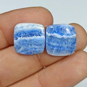 Natural Blue Scheelite Pair Cabochon Square Shape Cabochon Scheelite  Rhodochrosite, Matching Pair Gemstone For Earring Stone