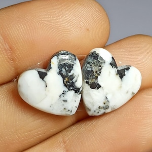Par de pedras preciosas turquesa búfalo de grau raro, cabochão turquesa búfalo em formato de coração, 10 cts, 14x13x3 mm, pedra preciosa para colecionadores