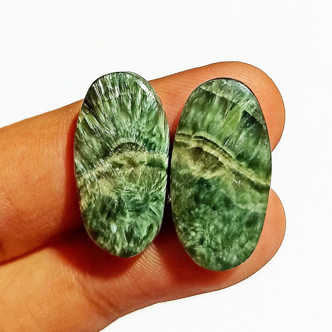 Cabochon De Séraphinite Naturelle 40,16 Carats - Vert, Origine Brésil - Neuf