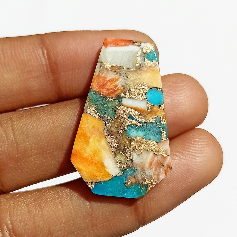 Use For Gold And Silver Jewelry Oyster Turquoise Coffin Shape 29x18x4 Cabochon Best Quality Oyster Turquoise Mohave 23 Ct Loose Gemstone