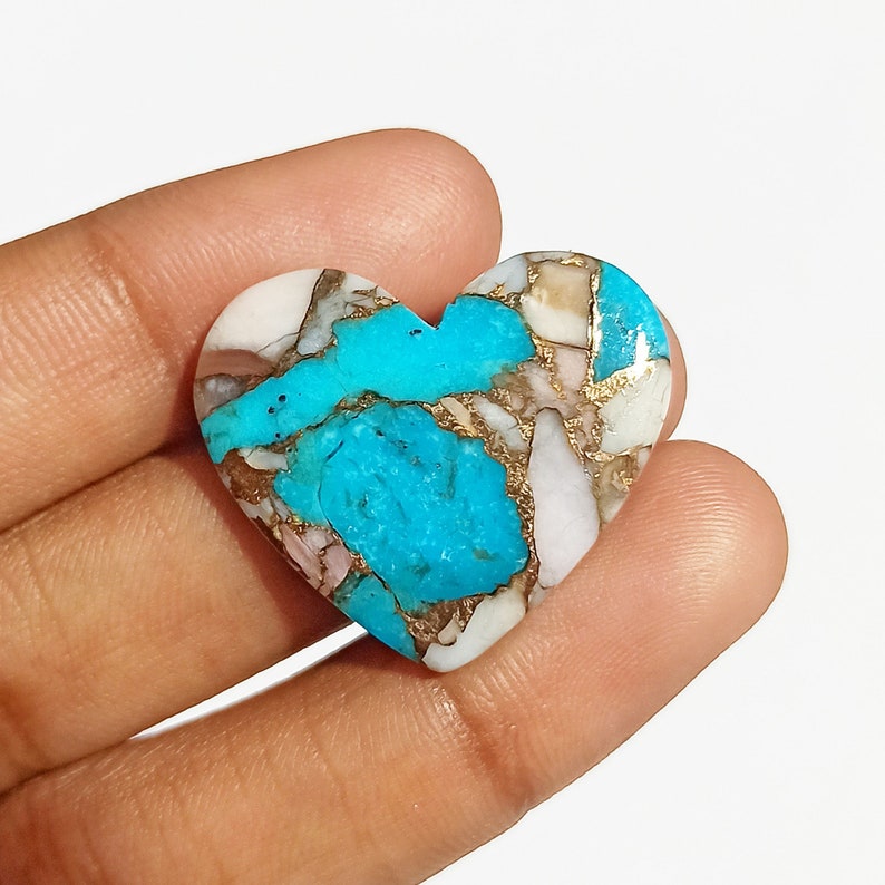 Use For Healing Power Pink Turquoise 19.5 Ct Handmade Cabochon Beautiful Heart Shape Pink Opal Turquoise 23x26x4 Size Healing Gemstone