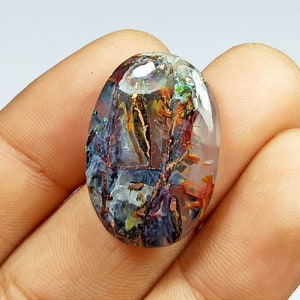 Chrysocolla Chalcedony Cabochon with Native Copper: Earthy Gemstone
