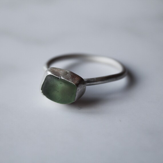 ILFRACOMBE | Size Q (UK) | Sea Glass Ring | Sterling Silver | Handmade Jewellery | North Devon