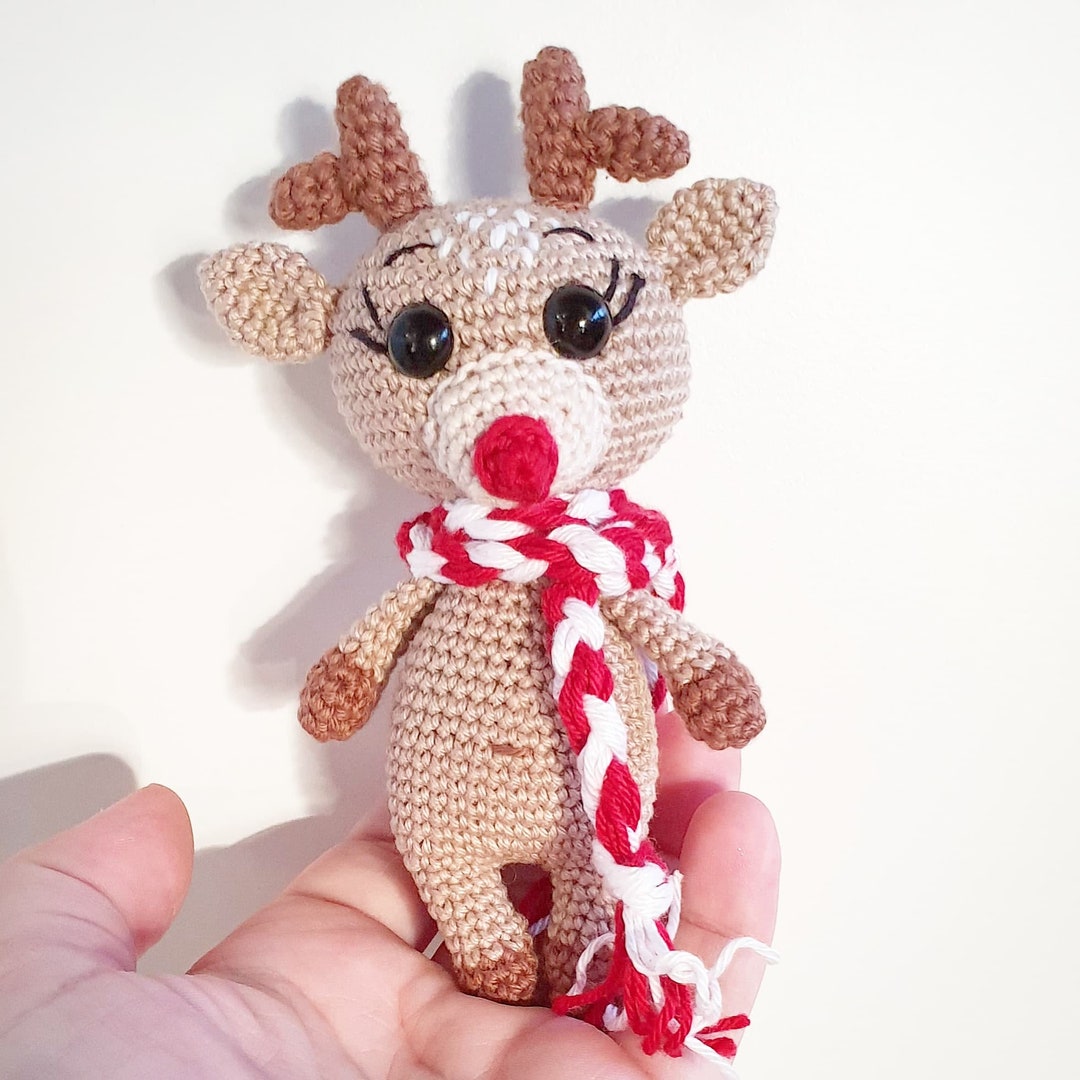 Crochet hæklet rensdyr Rudolf - Etsy México