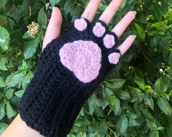 Crochet Cat Paw Fingerless Gloves