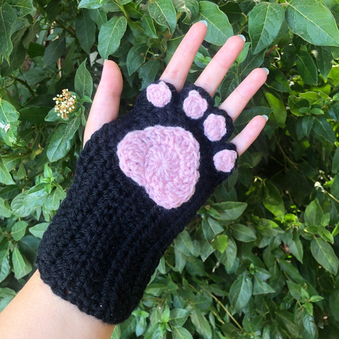 Crochet Cat Paw Fingerless Gloves Etsy