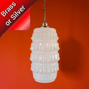 Milk Glass Pendant Light | Opaline Pendant Light | Milk Glass Pendant | Vintage Ceiling Pendant | White Glass Light | Antique Pendant Light