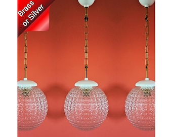 3 x Mid Century Glaskugel Pendelleuchten