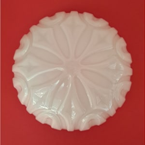 Vintage Snowflake Opaline Glass Sconce - Mid Century Flush Mount