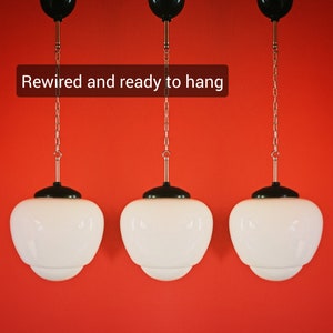 Opaline Glass Pendant Light: Vintage Bakelite Kitchen Ceiling Light