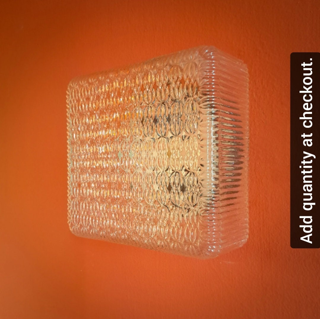 Vintage Glass Sconce Square Wall Sconce Flush Mount Sconce MCM Wall ...