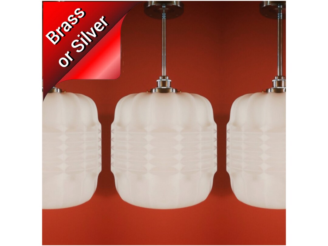 Geometric Pendant Light Milk Glass Pendants Brutalist Lighting MCM