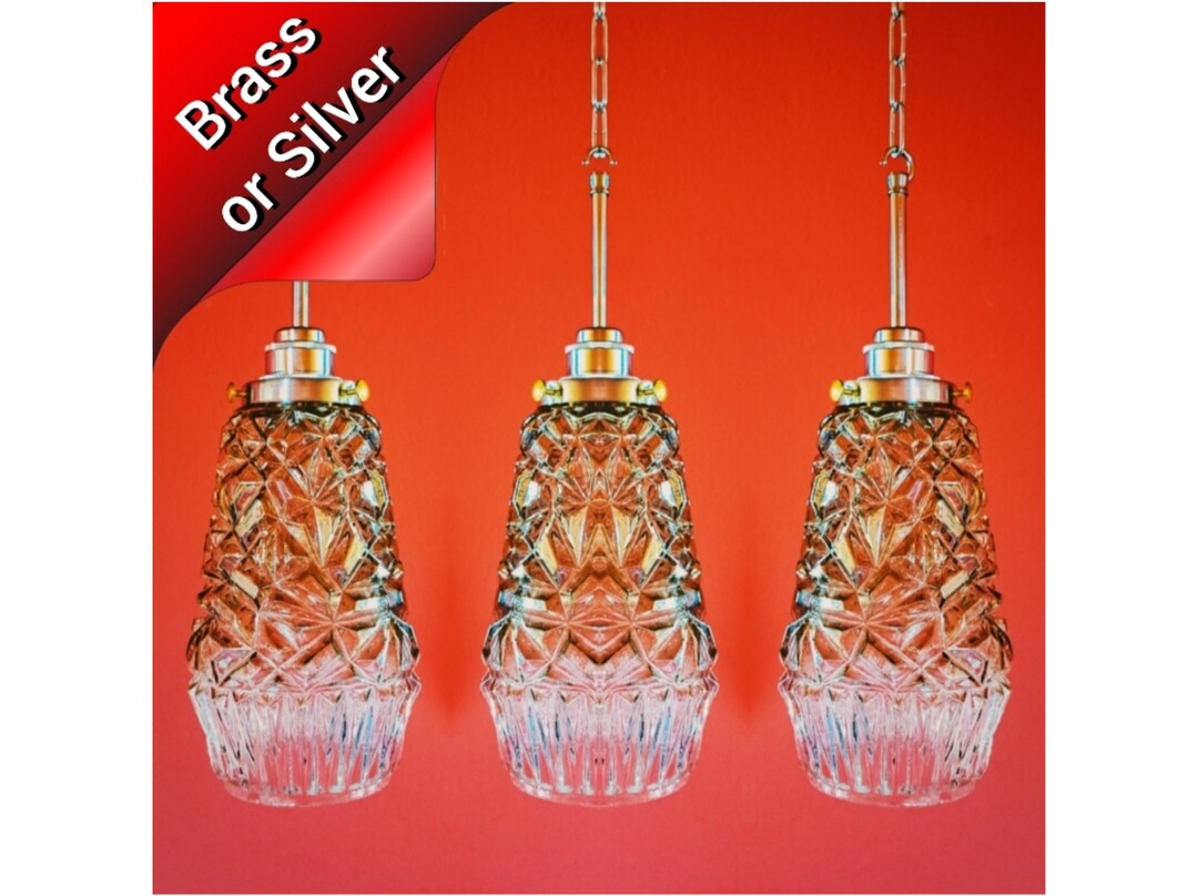 3 Vintage Murano Glass Pendant Lights Kitchen Island Etsy