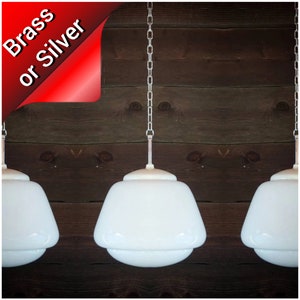 Mid Century Pendant Lights | Vintage Pendant Lamp | Kitchen Island Lights | Blown Glass Pendant | Milk Glass Lights | Kitchen Pendants | UFO