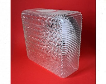 Vintage Crystal Glass Sconce: 1970s Mid Century Flush Mount Light