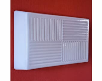 Aplique de pared de cristal opalino: Lámpara de techo empotrada vintage, Checoslovaquia, 1970