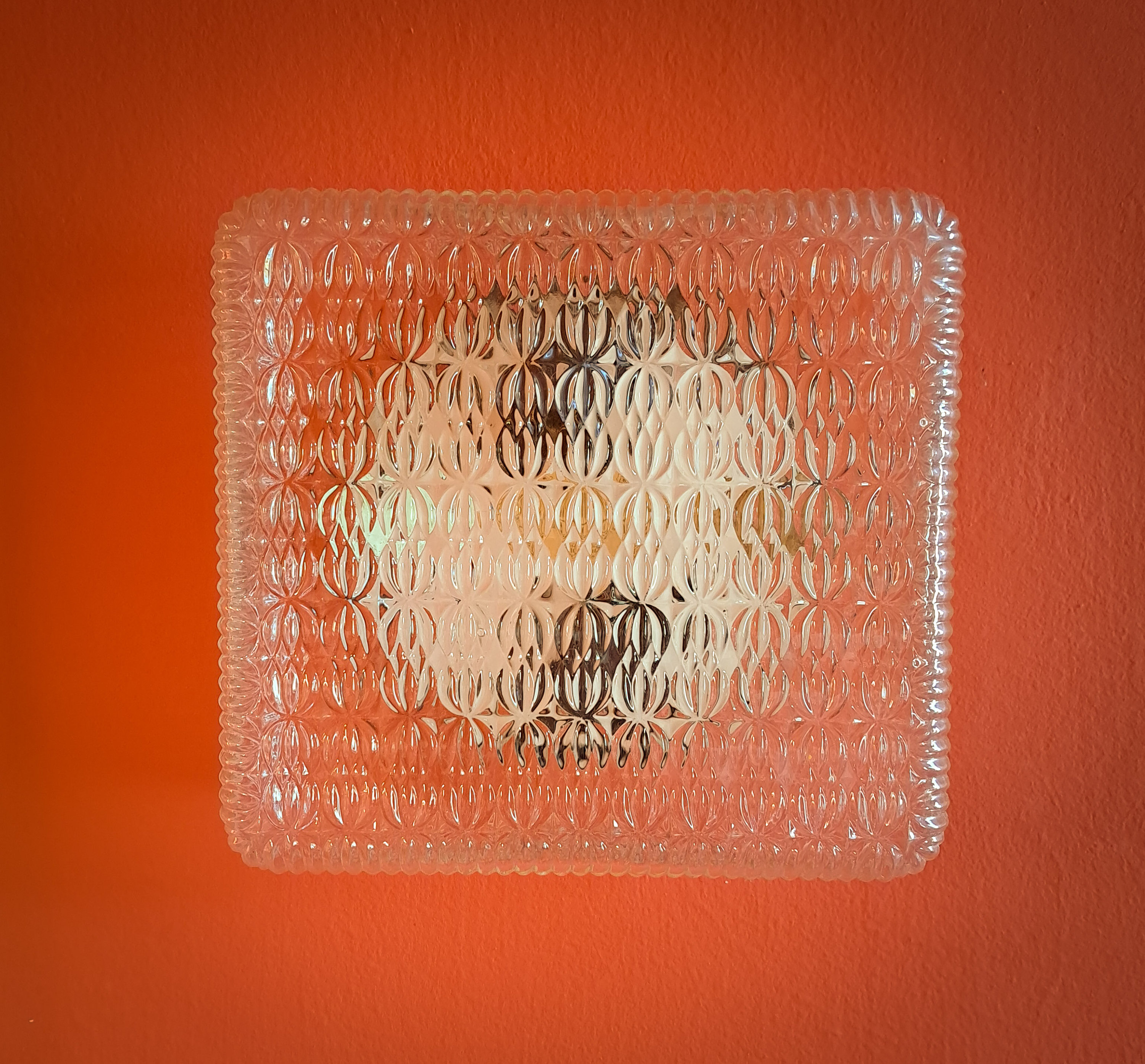 Vintage Glass Sconce Square Wall Sconce Flush Mount Sconce MCM Wall ...