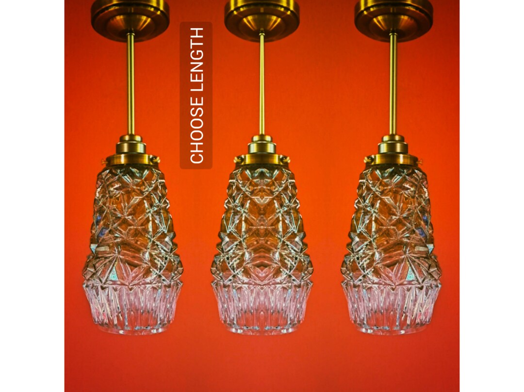 3 Vintage Murano Glass Pendant Lights Kitchen Island Pendants Vintage