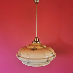 Art Deco Opaline Glass Pendant Light: Mid-Century Modern Chandelier