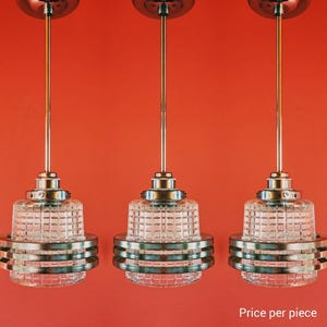 Mid Century Space Age Pendant Lights | Glass Chrome Pendant Light | Kitchen Pendant Lights | Glass Silver Ceiling Lights | Metal Lighting