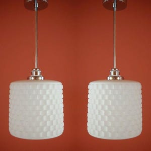 Opaline Pendant Light | Milk Glass Pendant Lamp | Vintage Glass Ceiling Lights | Kitchen Pendant Lights | 2 Available