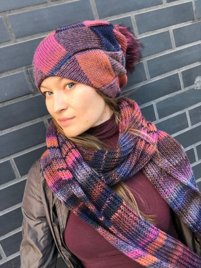 Knitted hat scarf women knit hat and scarf knit set combo Etsy