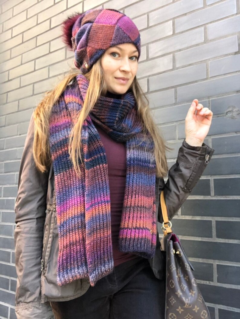 Knitted hat scarf women knit hat and scarf knit set combo Etsy