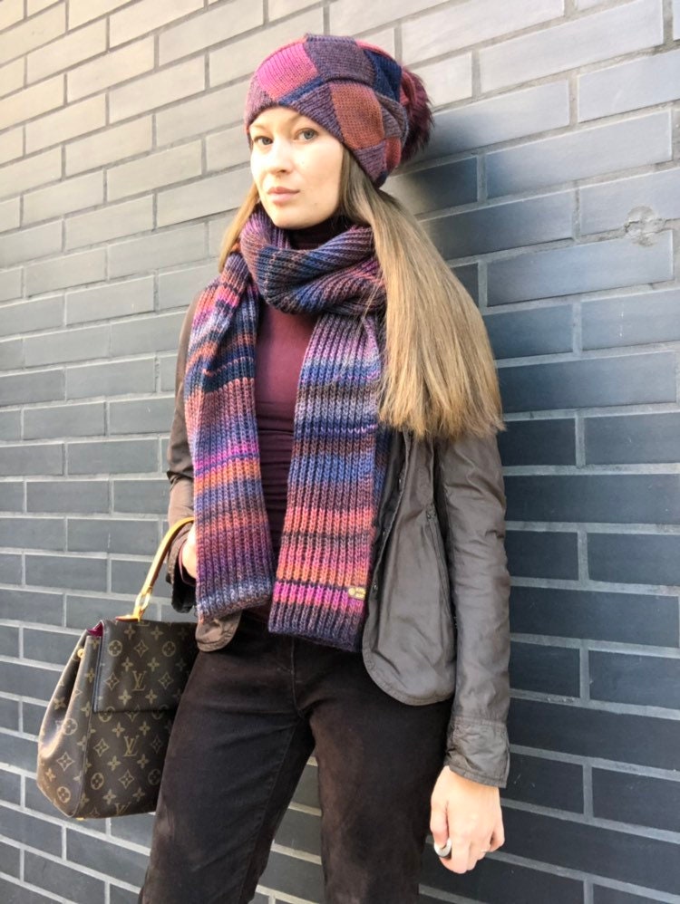 Knitted hat scarf women knit hat and scarf knit set combo Etsy