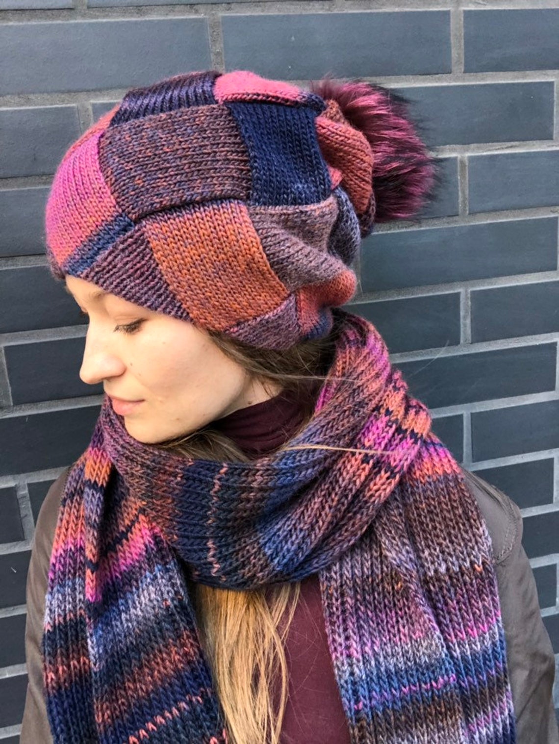 Knitted hat scarf women knit hat and scarf knit set combo Etsy