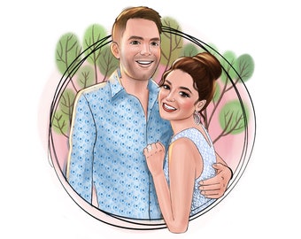 Custom Portrait, Cartoon Custom, Couple Portrait,  Anniversary Gift, Family Portrait, Wedding Gift , Commission Portrait, Wedding Portrait