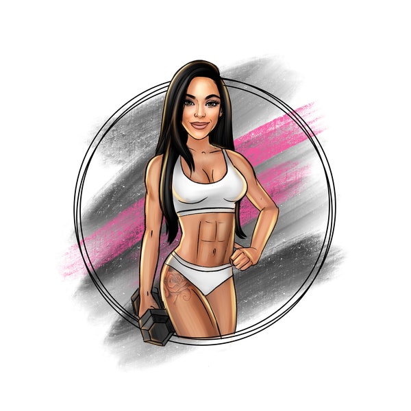 Fitness Trainer Logo Design Sport Cartoon Logo Personal Trainer Cartoon Portrait Athlete Custom Avatar Surfer Cartoon Logo Custom Avatar