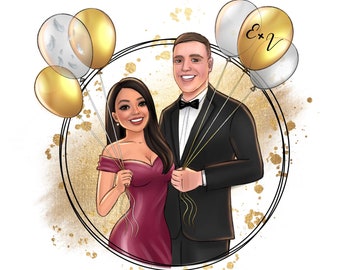 Cartoon Digital Portrait, Custom Portrait, Couple Portrait, Family Portrait, Commission Portrait, Wedding Gift, Anniversary Gift